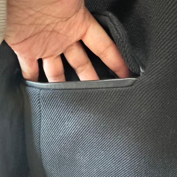 Mackage  Canada Black Trench Coat leather with wool SZ - Picture 5 of 16